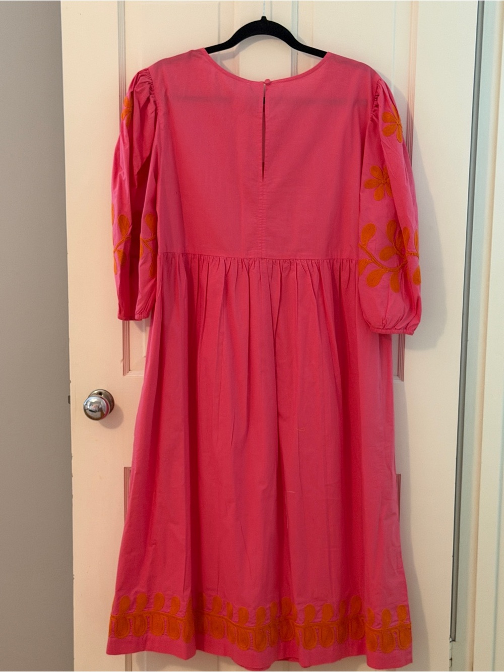 Uncle Frank Pink Dress with Orange Floral Embroidery - Picture 3 of 5
